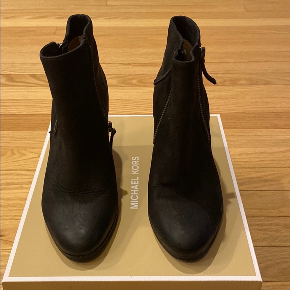 Michael Kors  leather distressed bootie black
